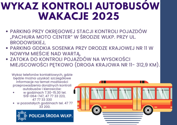 Wykaz kontroli autobusów – wakacje 2025